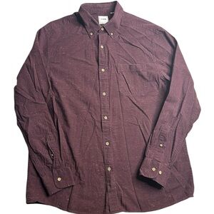 ROWN Men’s‎ Long Sleeve Button Down Shirt Maroon Premium Fabric Size Large